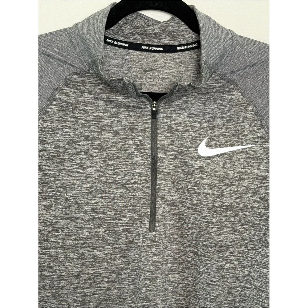 Nike Dri-FIT Men's Running Quarter Zip Pullover Grey Heather Long Sleeve Size M